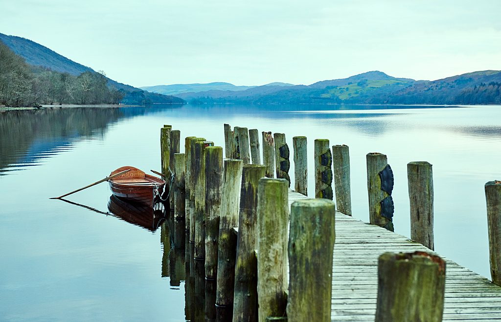 Coniston Water, a lake in the Coniston Fells, in the Lake District national park