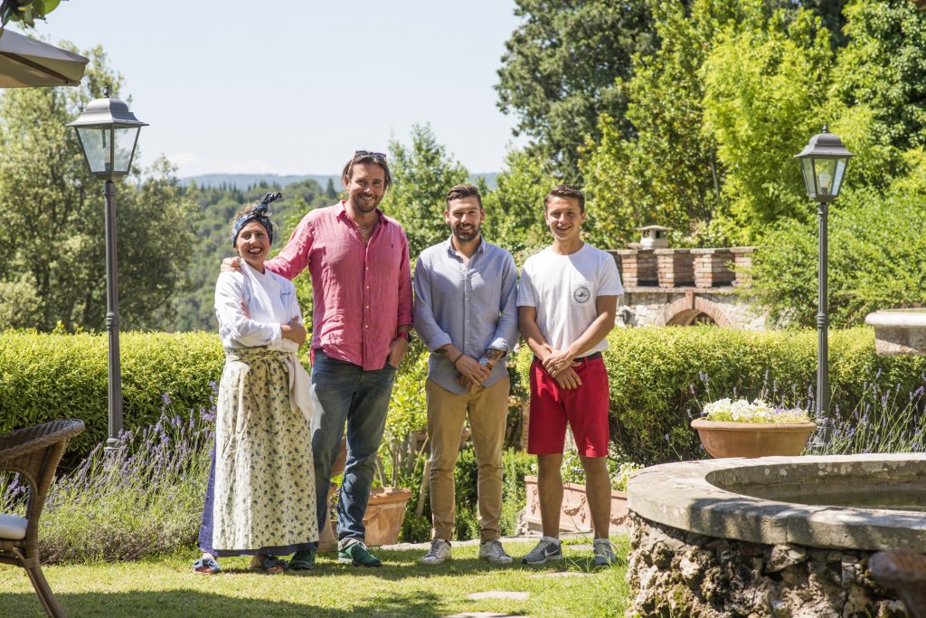 Landi family in front of their Tuscan Villa, Villa il Leccio
