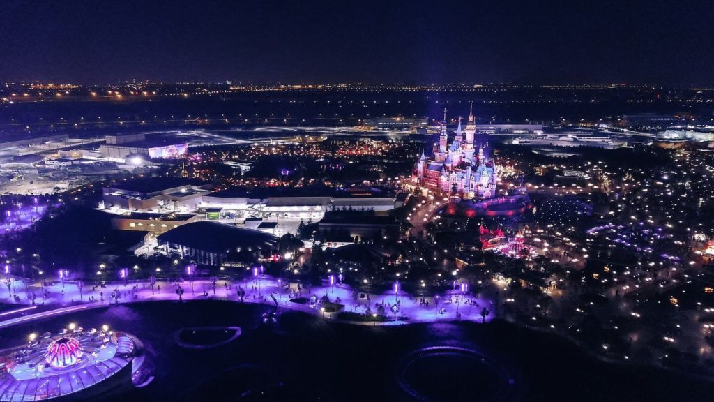Disneyland Florida castle illuminated at night