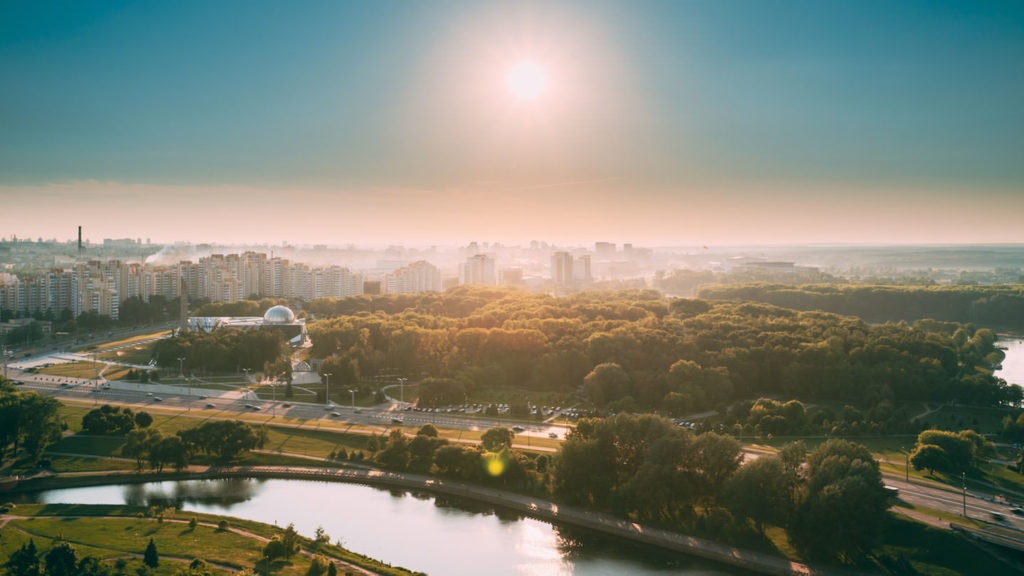 Park in Minsk aerial view