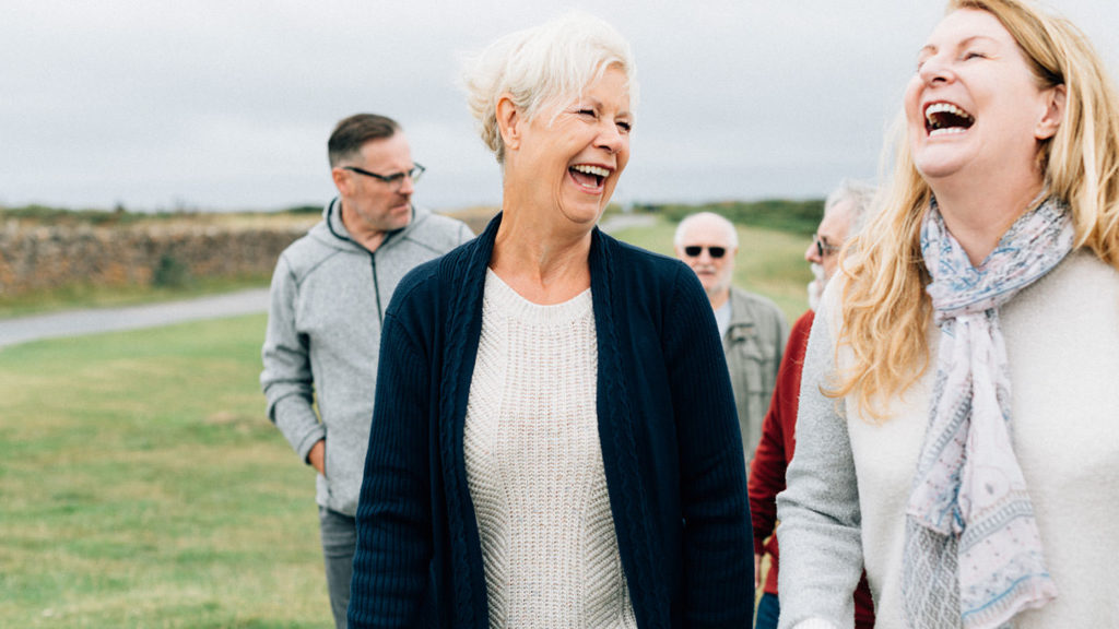 Elderly people walking and enjoying