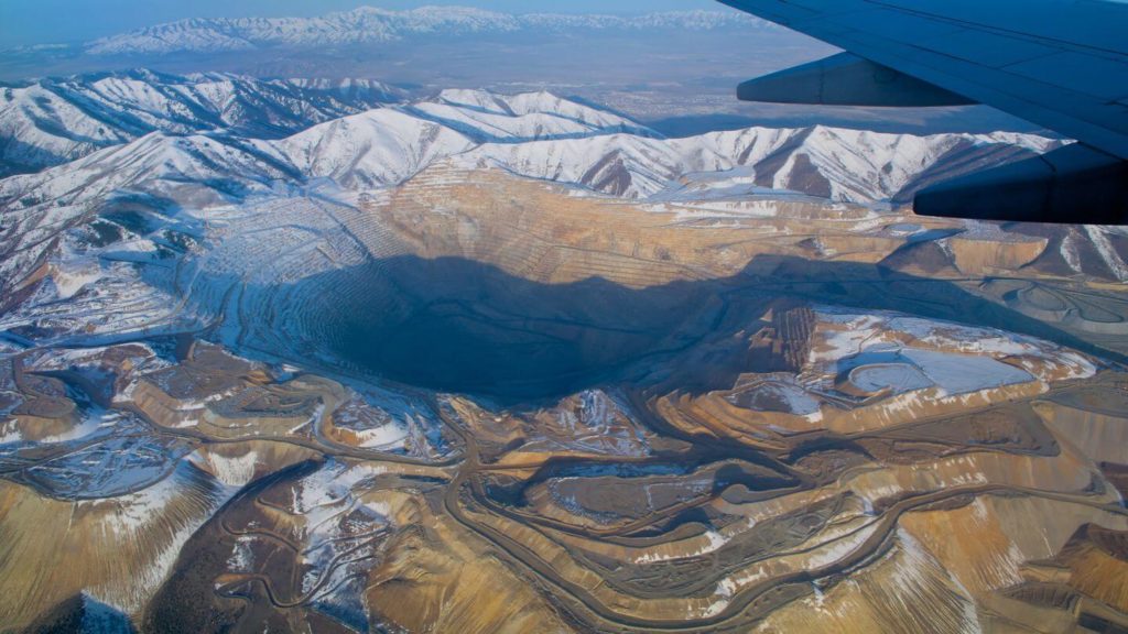 aerial view kennecott copper mine usa