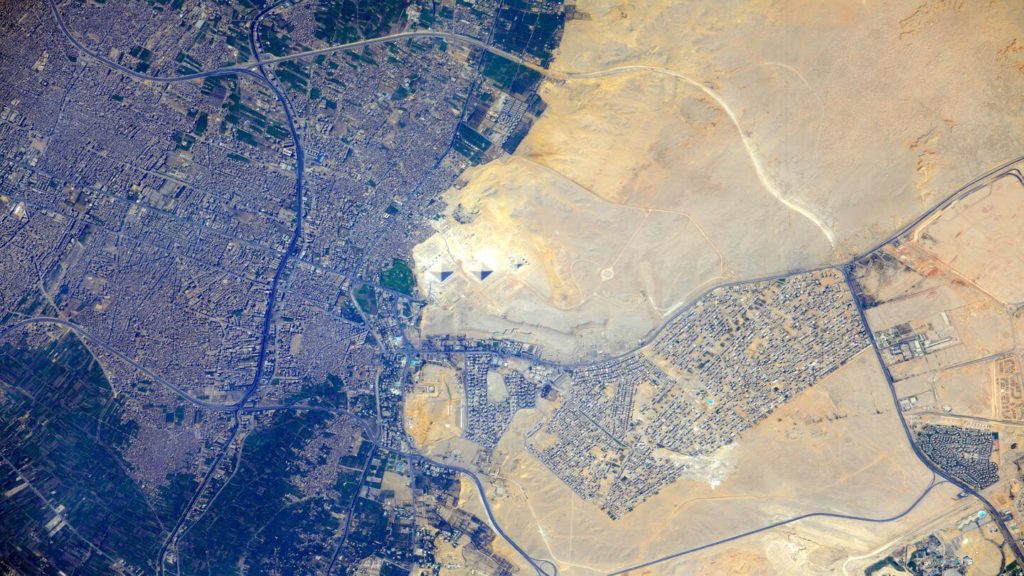 great pyramids of giza seen from space