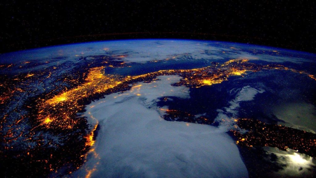 cities at night seen from space