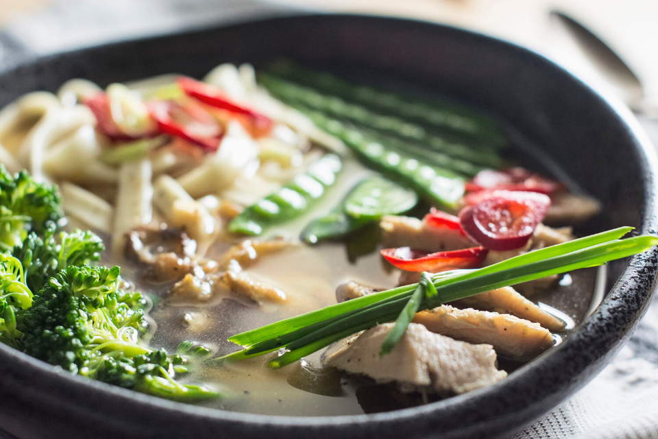 chicken and tofu noodle soup