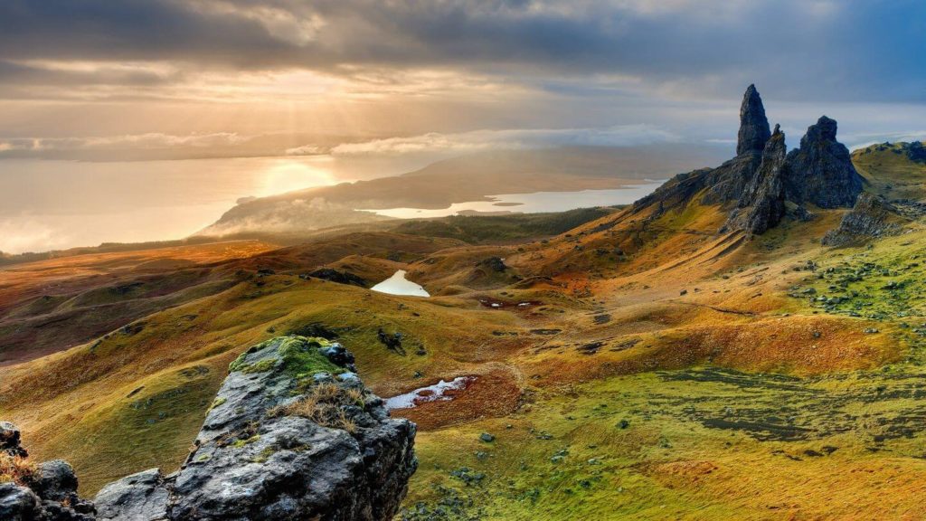 rocky mountains ocean Scottish Highlands