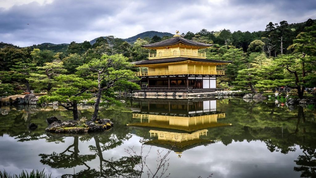 Japanese temple rainy day Japanese garden