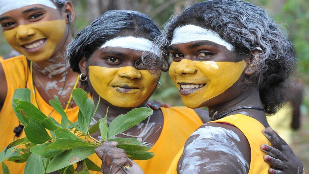 Aboriginal women traditional body paint