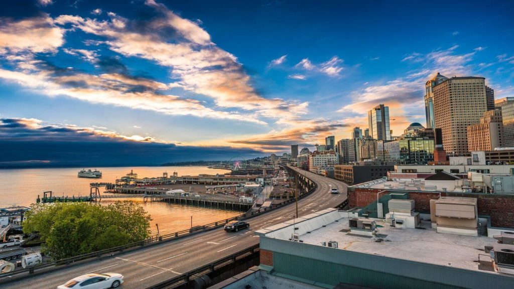 Seattle harbour city interstate travel