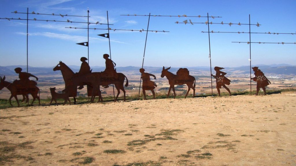 pilgrim sculpture on El Camino de Santiago