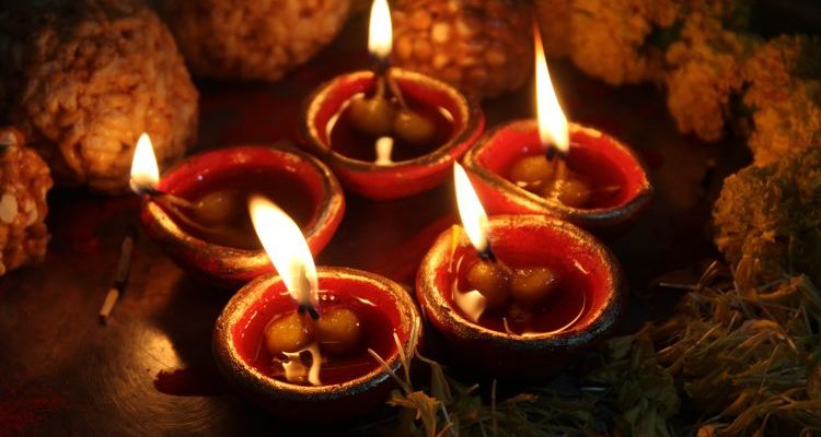 lit candles to celebrate Diwali