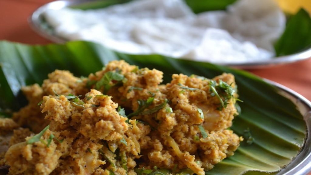 Indian dishes on banana leaves