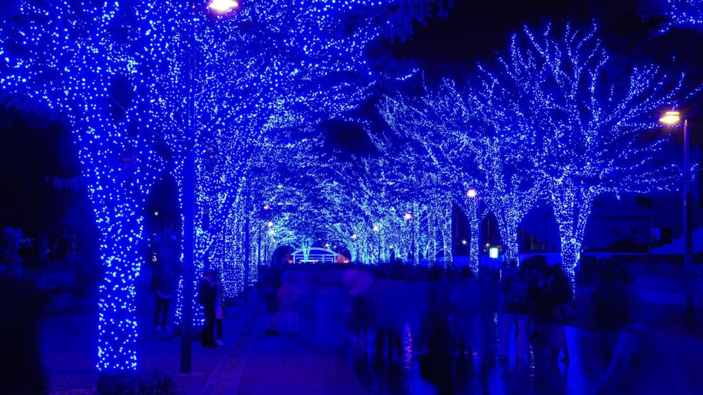 Lights at night in Tokyo, Japan
