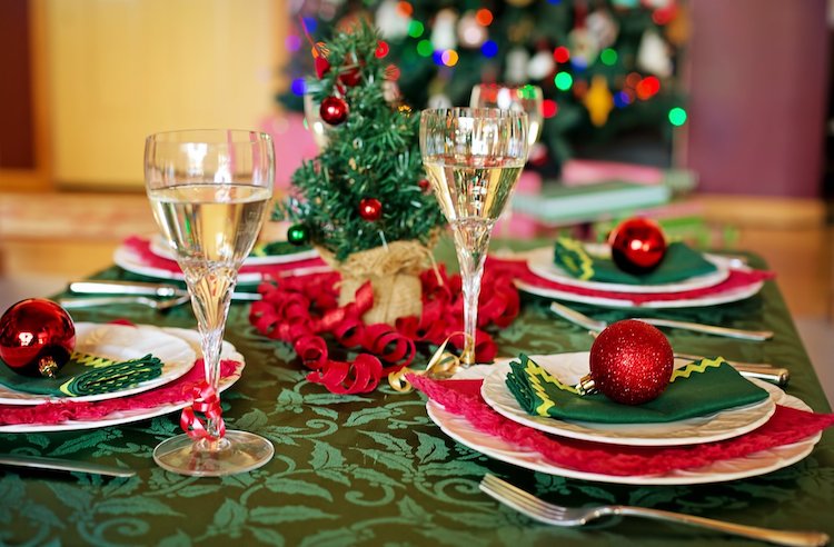 Beautifully decorated table for Christmas dinner
