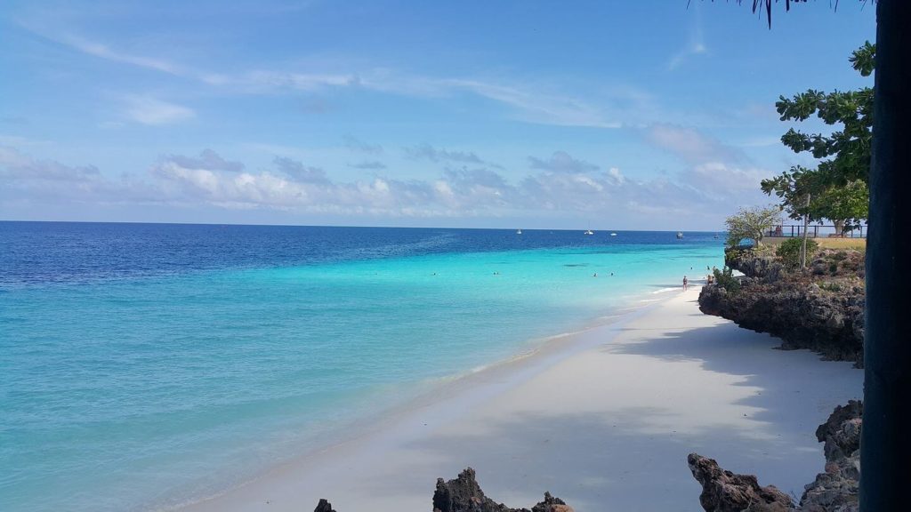 blue ocean white sand beach Zanzibar Tanzania