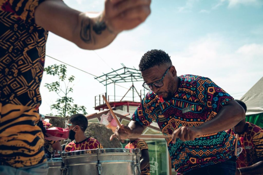 Musicians playing drums at festival in costa rica
