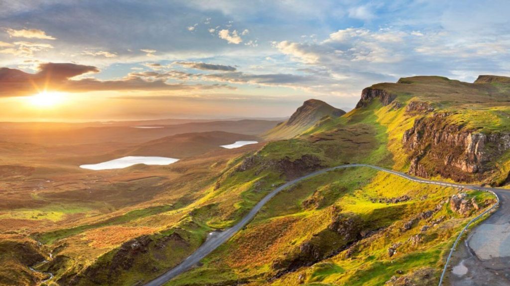 winding roads green mountains Isle of Skye Scotland Highlands