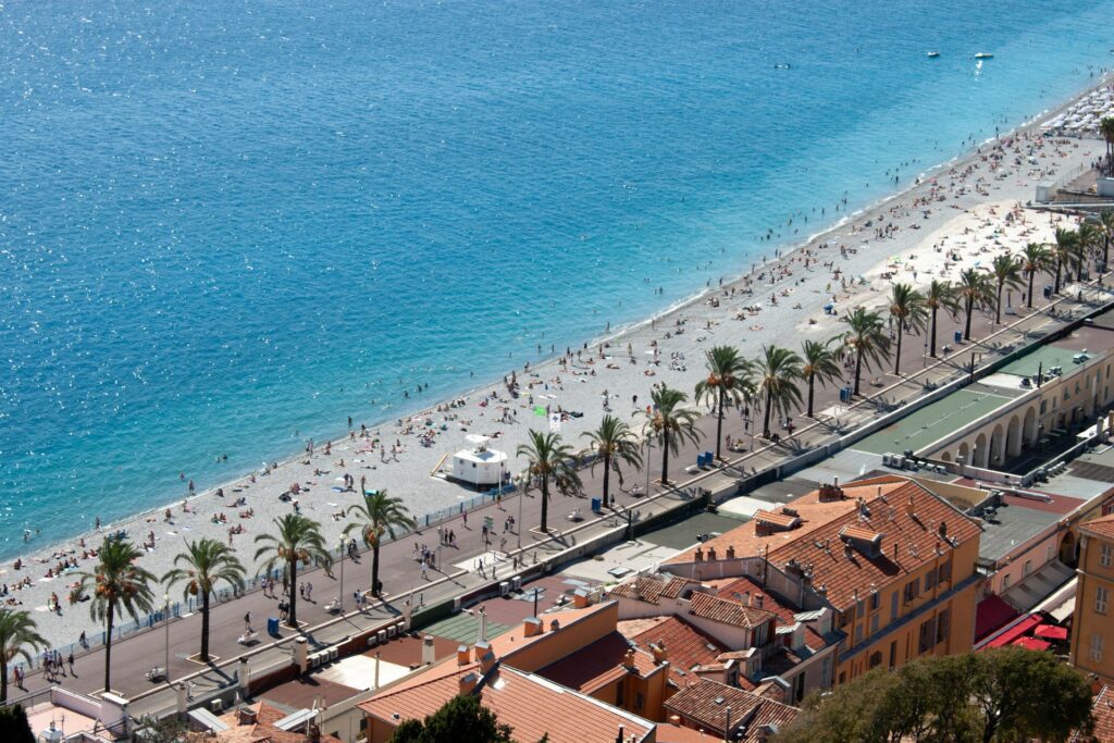 Aerial view of Nice beach