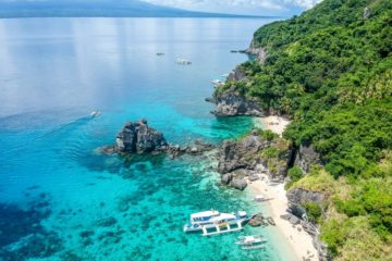 blue ocean green cliffs Palawan Philippines
