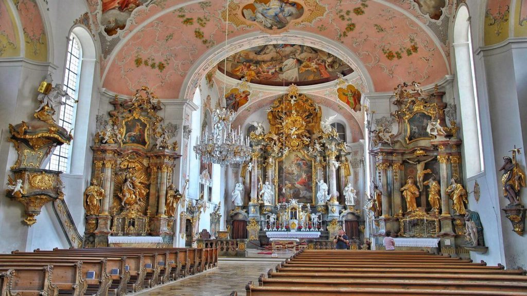 ornate church in Oberammergau, Germany