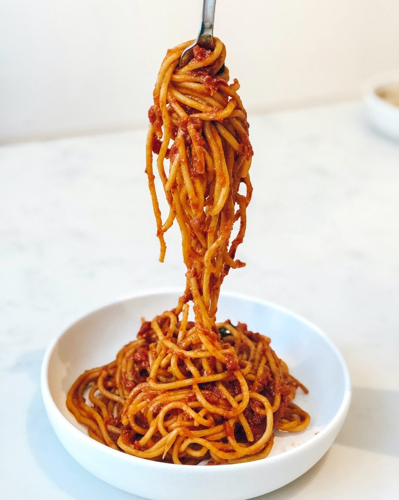 spaghetti tomato sauce history of pasta