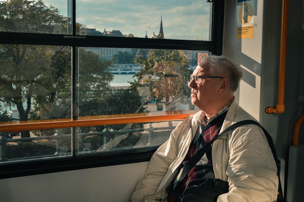 elderly male traveller