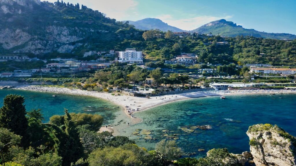 beach mountains Sicily Italy