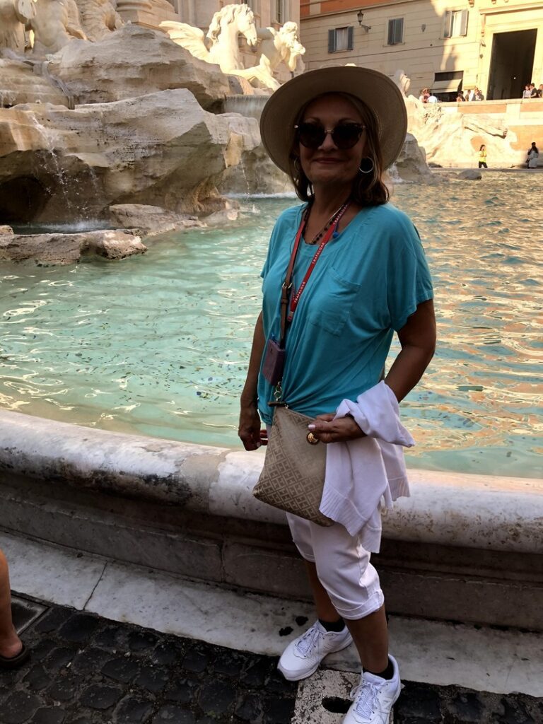 Trafalgar guest Suzanne at the Trevi Fountain in Rome, Italy