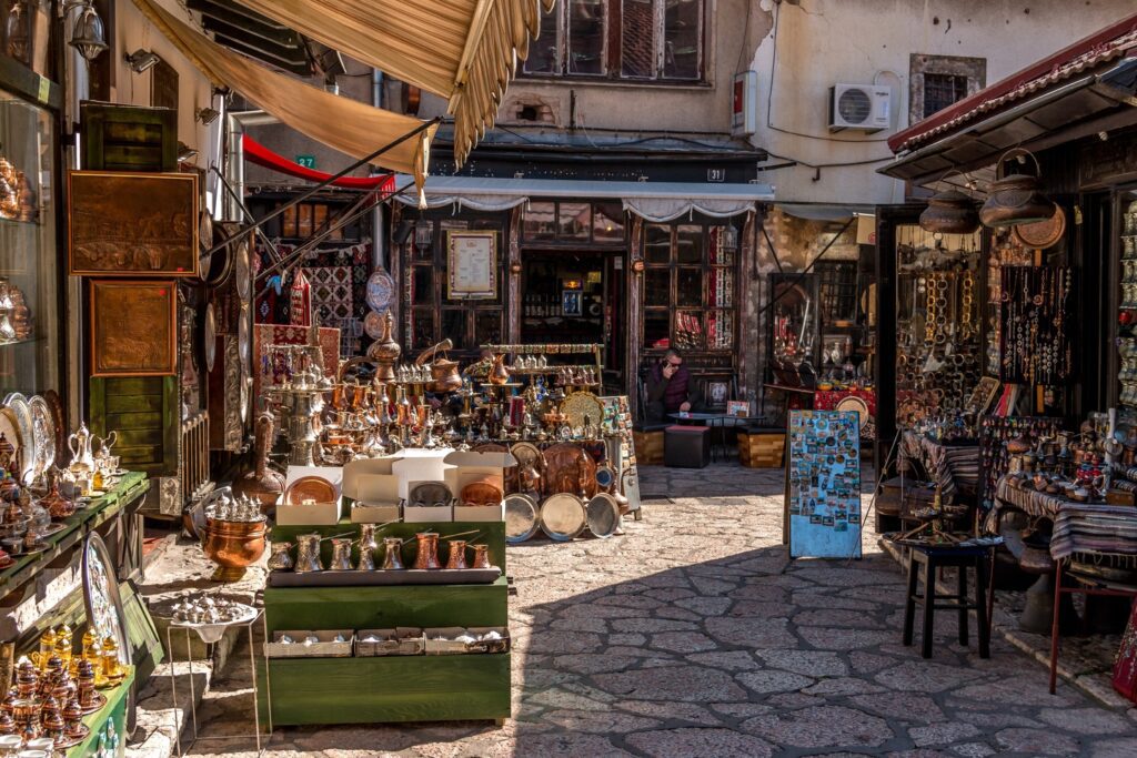 trinkets in a market stall