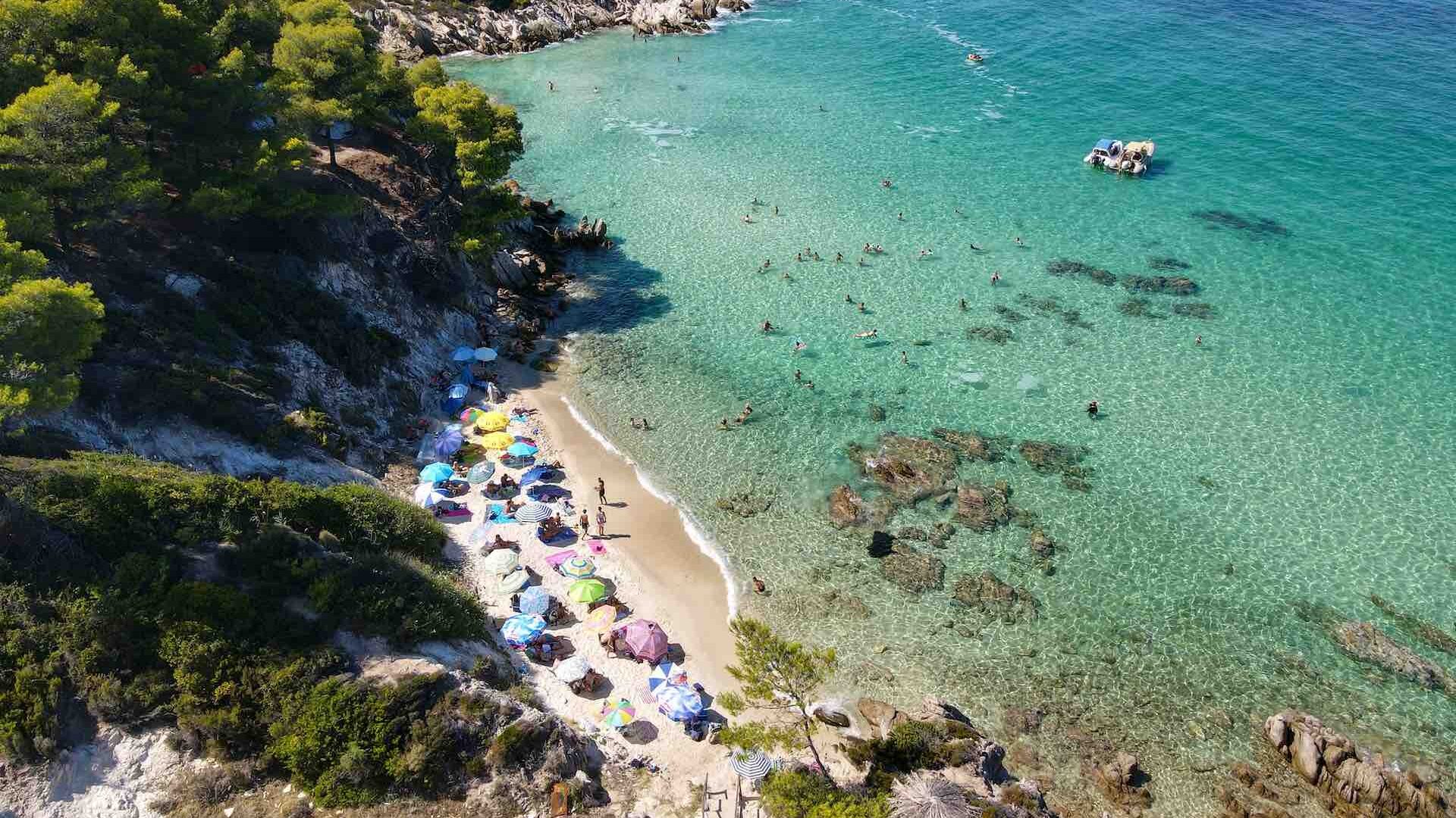 Birdseye view of Kavourotripes beach, Greece