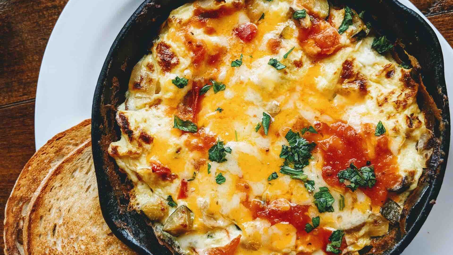 Close up of casserole in pan