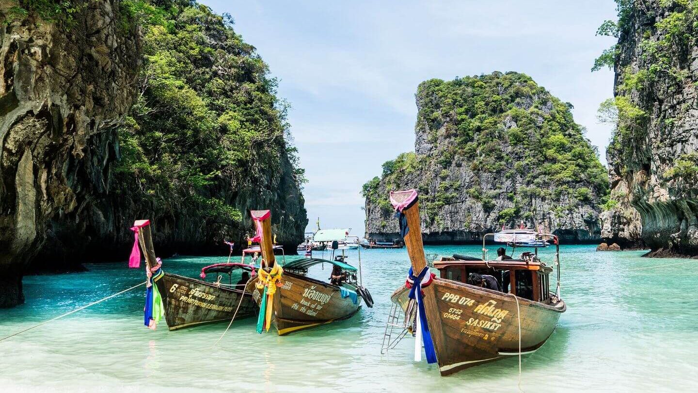 boats on the beach in Thailand