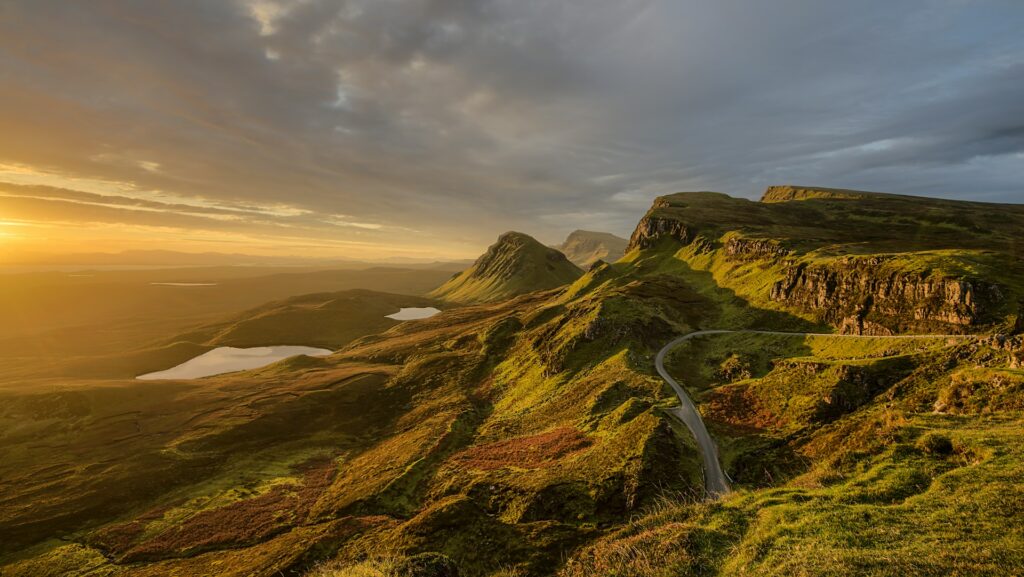 The Isle of Skye, photographed in evening sunset light
