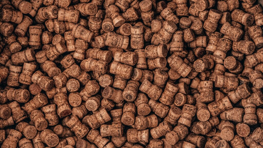 Lots of wine corks in a pile
