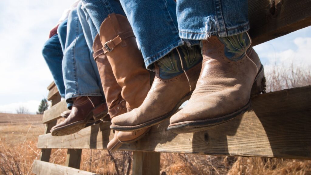 cowboy boots lined up next to each other