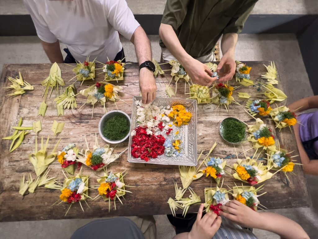 People preparing balinese table