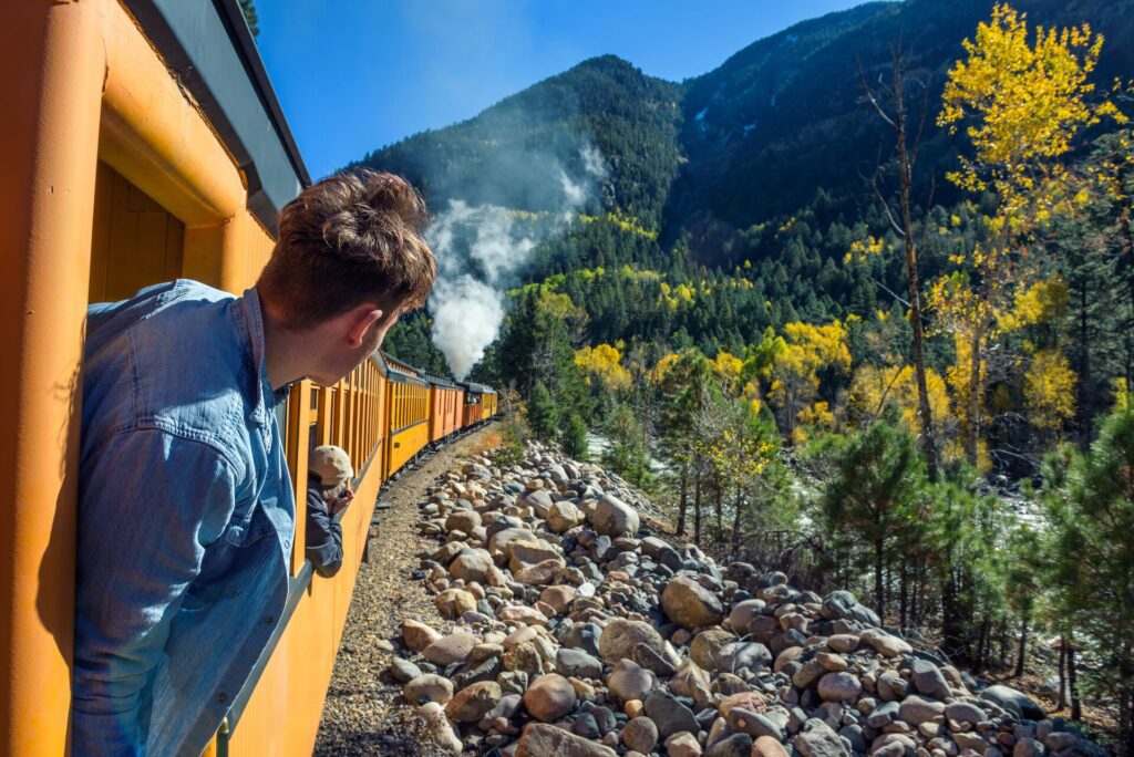 looking outside a train window