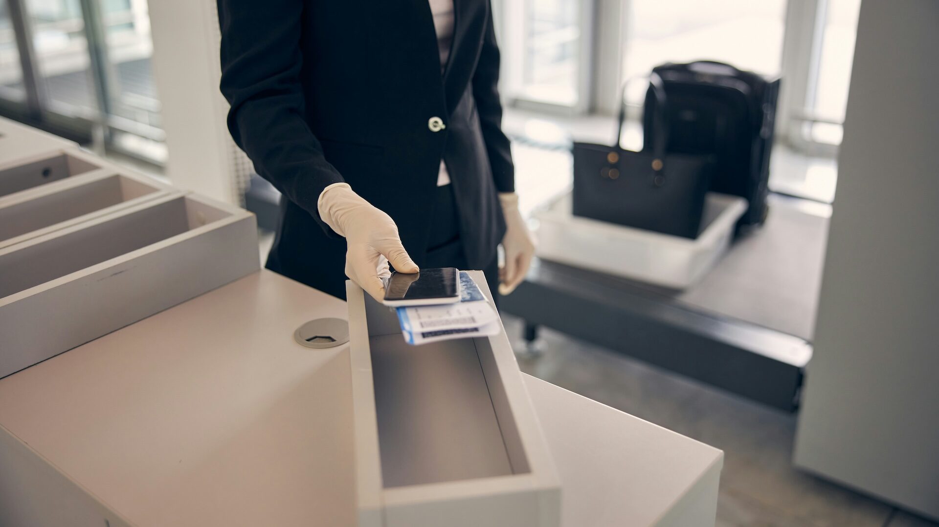 air steward giving passport over